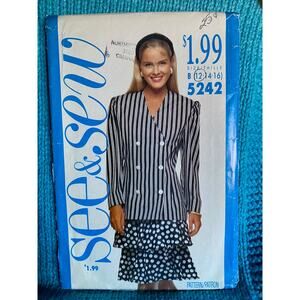 Butterick Sewing pattern 5242 Suit blazer ruffle skirt